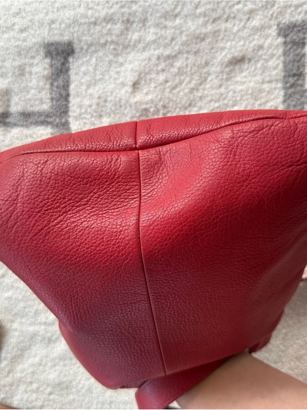 Coach Red Pebbled Leather Shoulder Bag with Turnlock Pocket